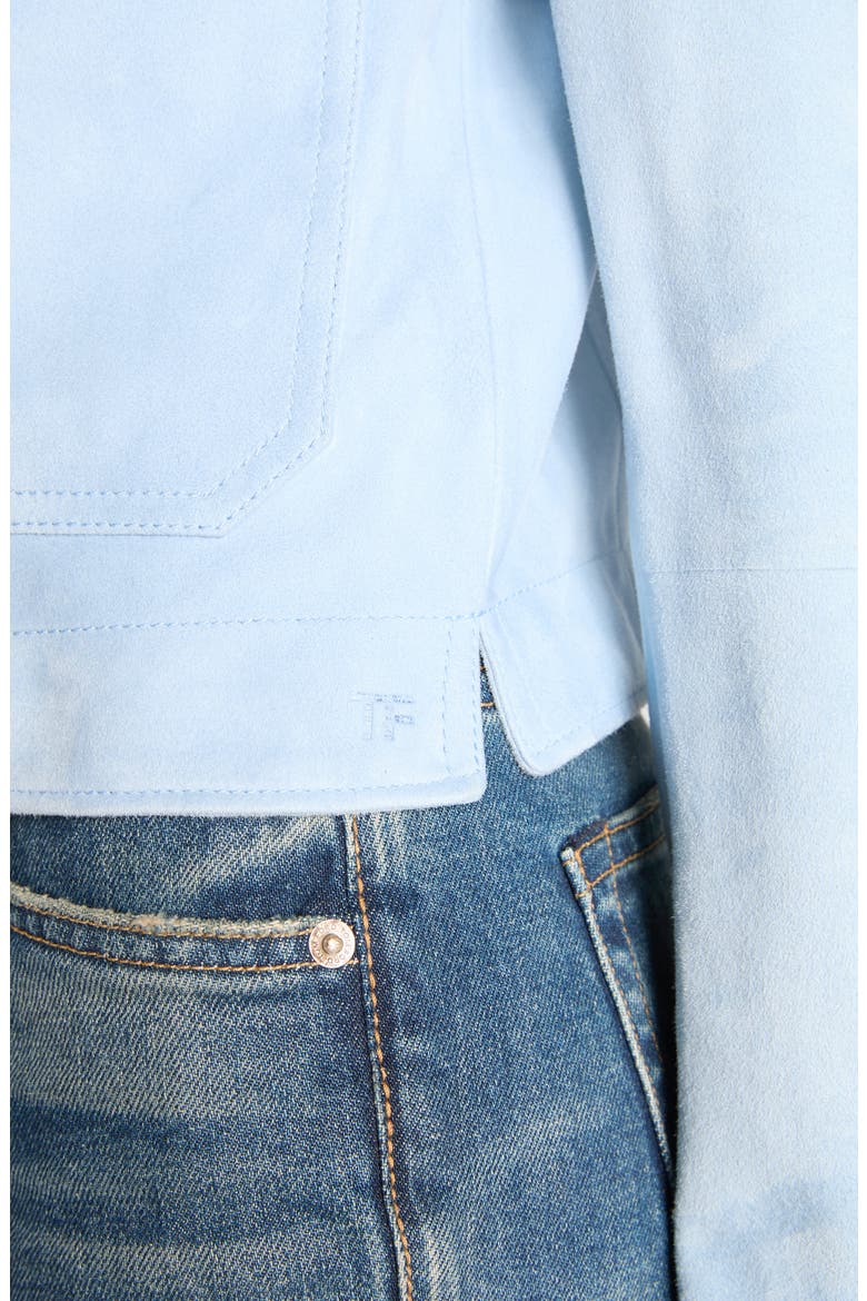 Lambskin Suede Overshirt, Alternate, color, MINERAL BLUE