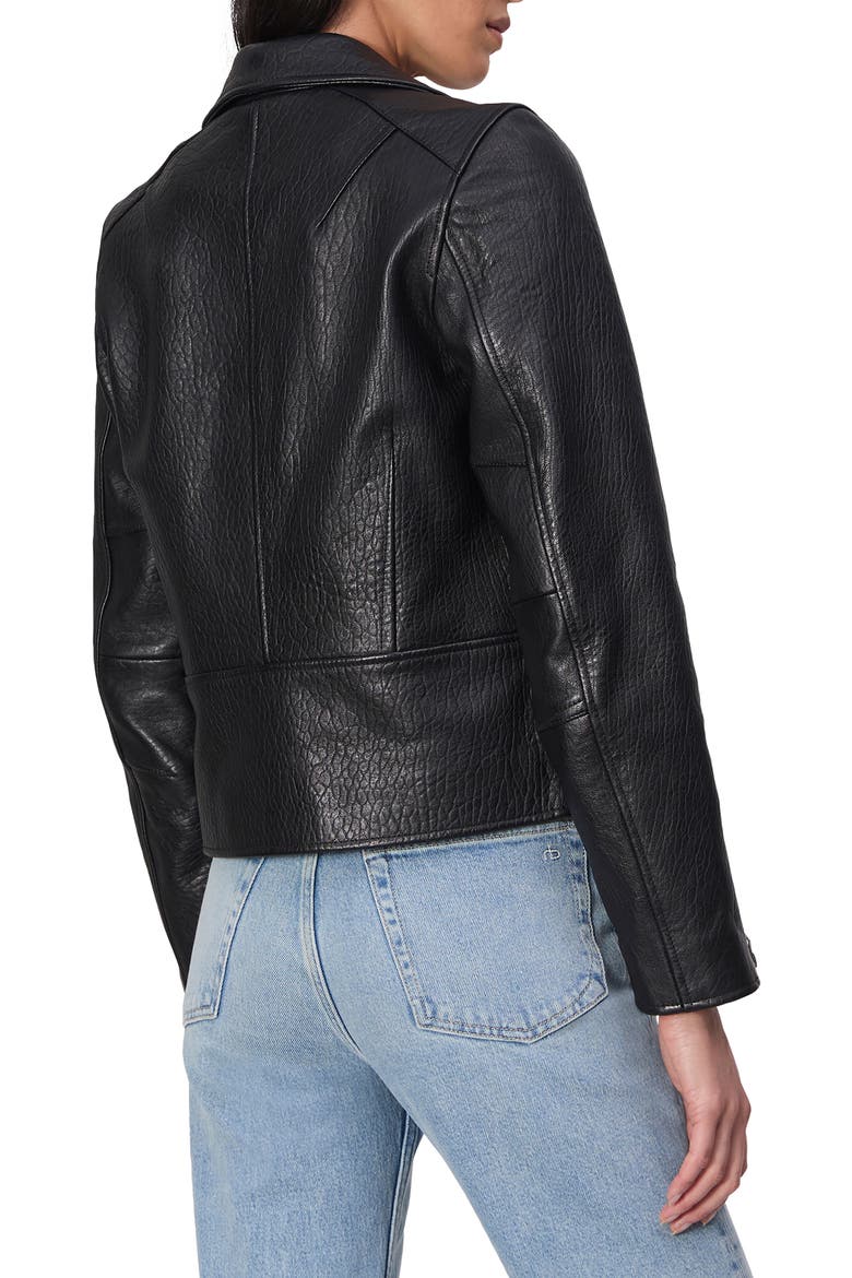 Arrow Leather Jacket, Alternate, color, BLACK