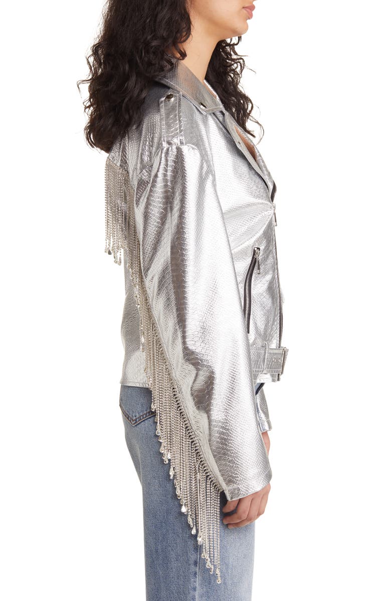 AZALEA WANG Metallic Faux Leather Moto Jacket, Alternate, color, 