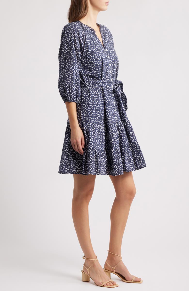 Caslon<sup>®</sup> Print Cotton Minidress, Alternate, color, Navy Dot