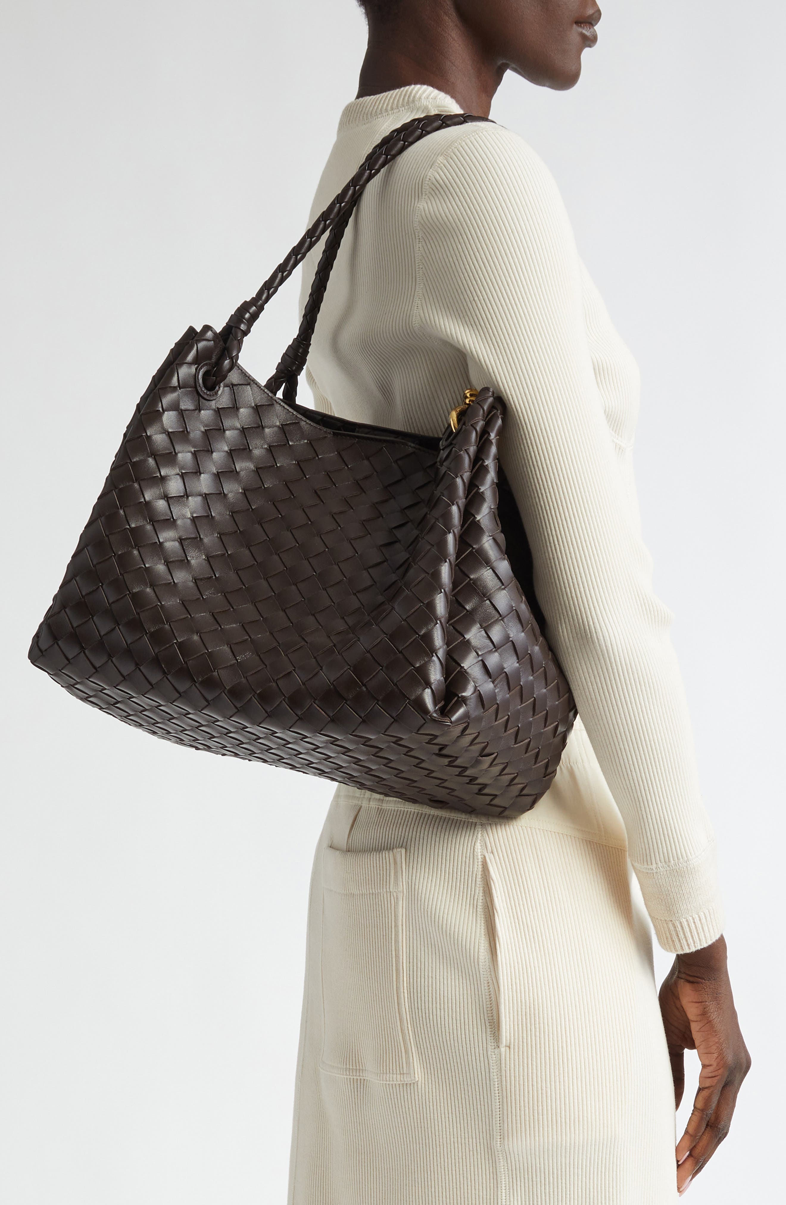 Bottega Veneta Large Andiamo Intrecciato Leather Top Handle Bag, Alternate, color, 