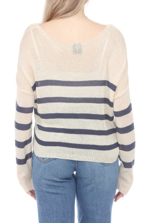 Rain And Rose Striped Knit Sweater In Beige