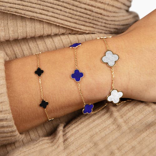 The Lovery Fine Jewelry Small Lapis Clover Bracelet In Blue