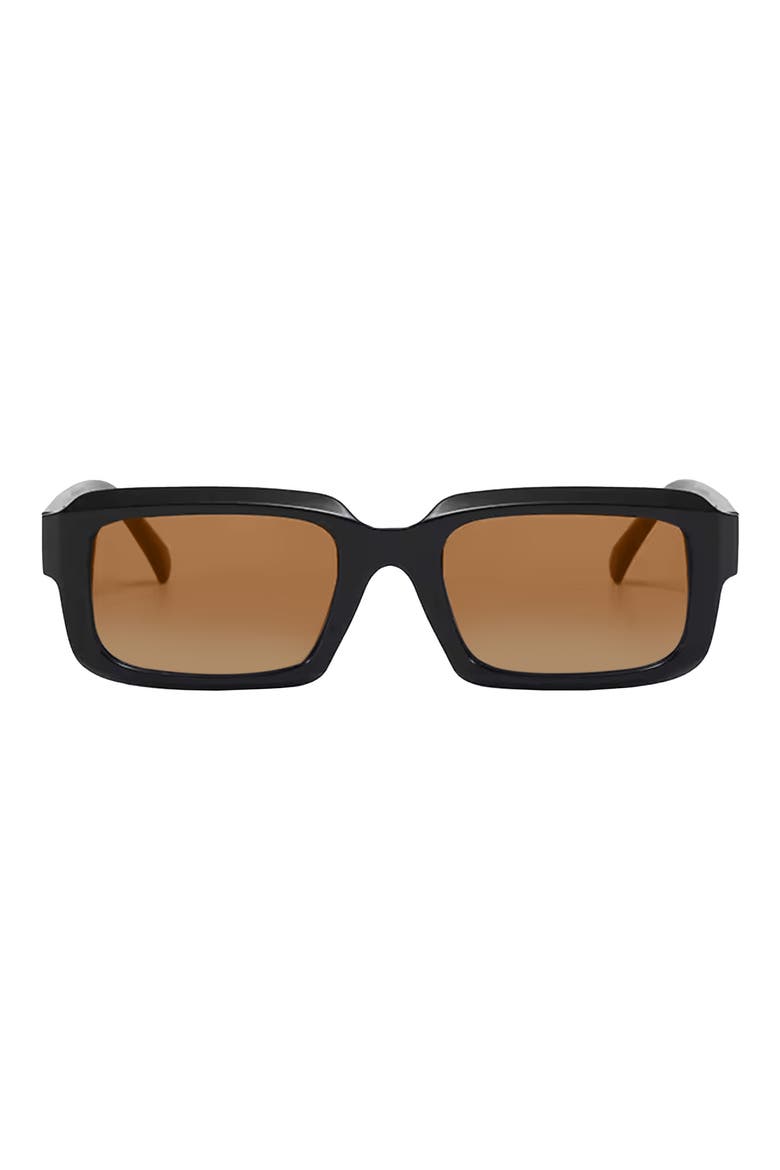 Danni 70mm Oversize Polarized Rectangular Sunglasses, Main, color, BLACK/GRADIENT BROWN
