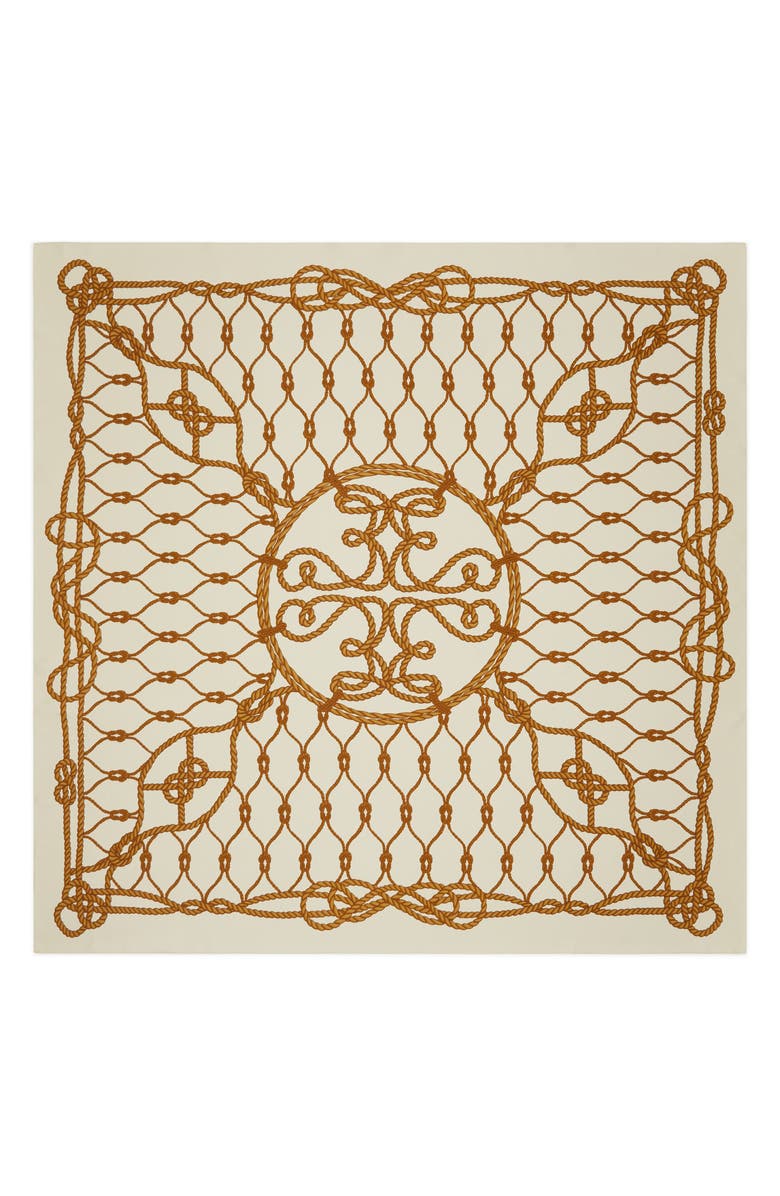 Tory Burch Rope Logo Oversize Silk Scarf, Alternate, color, 