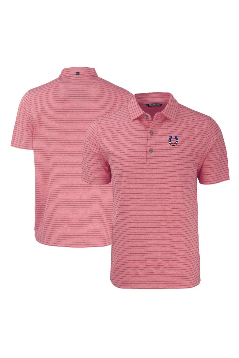 Men's Cutter & Buck Heather Red Indianapolis Colts Big & Tall Americana Forge Eco Heather Stripe Stretch Recycled Polo, Main, color, Heather Red