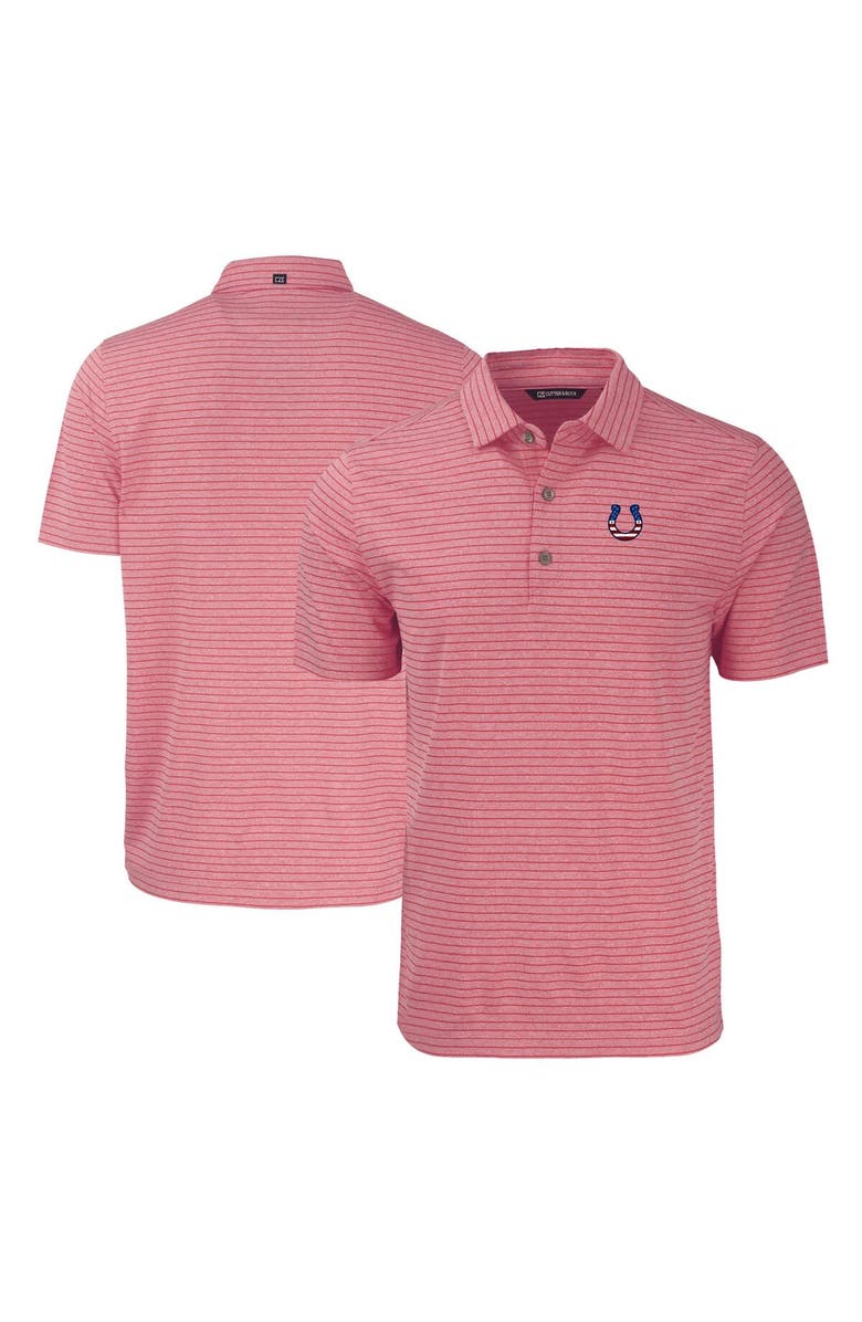 Cutter & Buck Men's Cutter & Buck Heather Red Indianapolis Colts Big & Tall Americana Forge Eco Heather Stripe Stretch Recycled Polo, Main, color, 