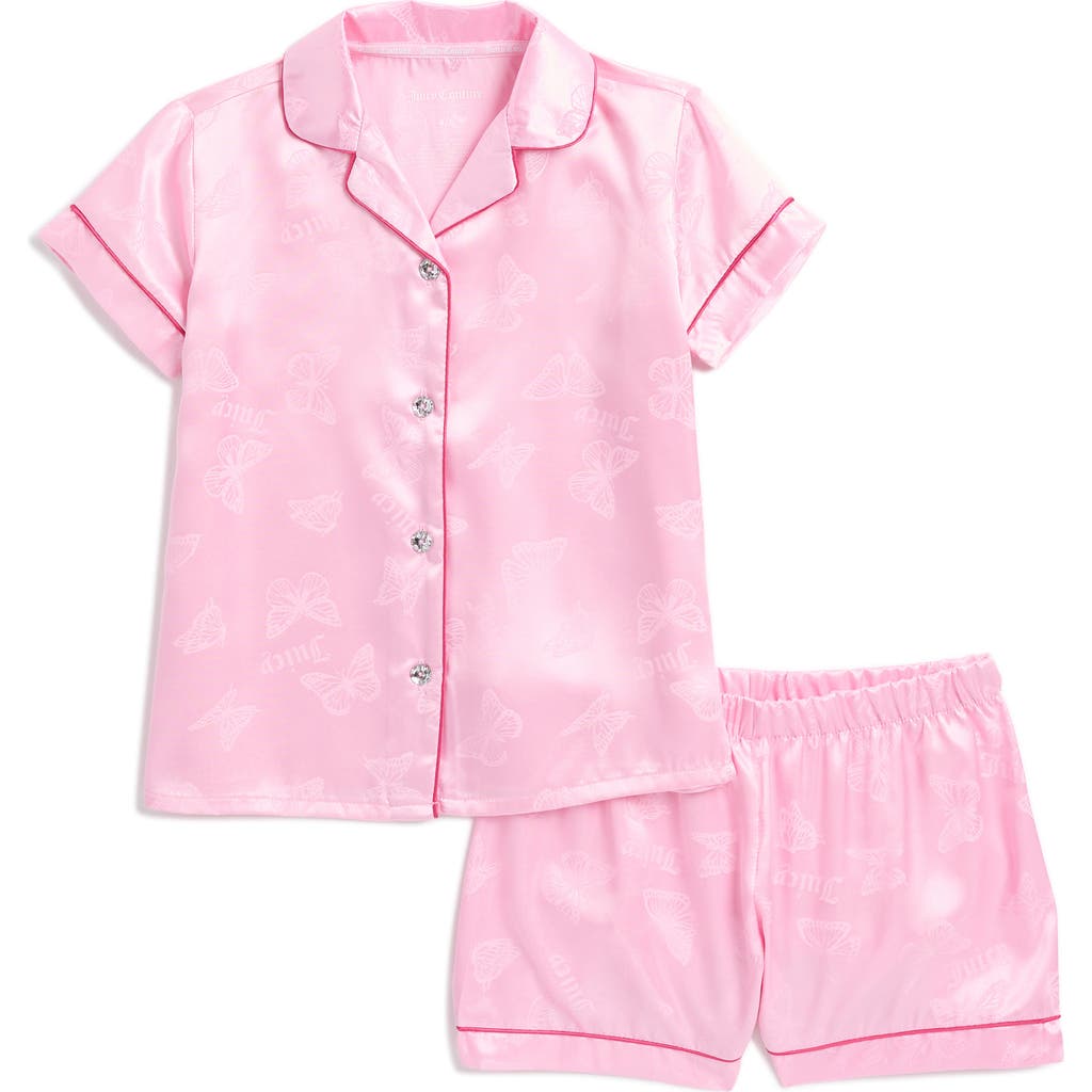Juicy Couture Kids' Pink Butterfly Notch Pajamas In Lola Butterfly