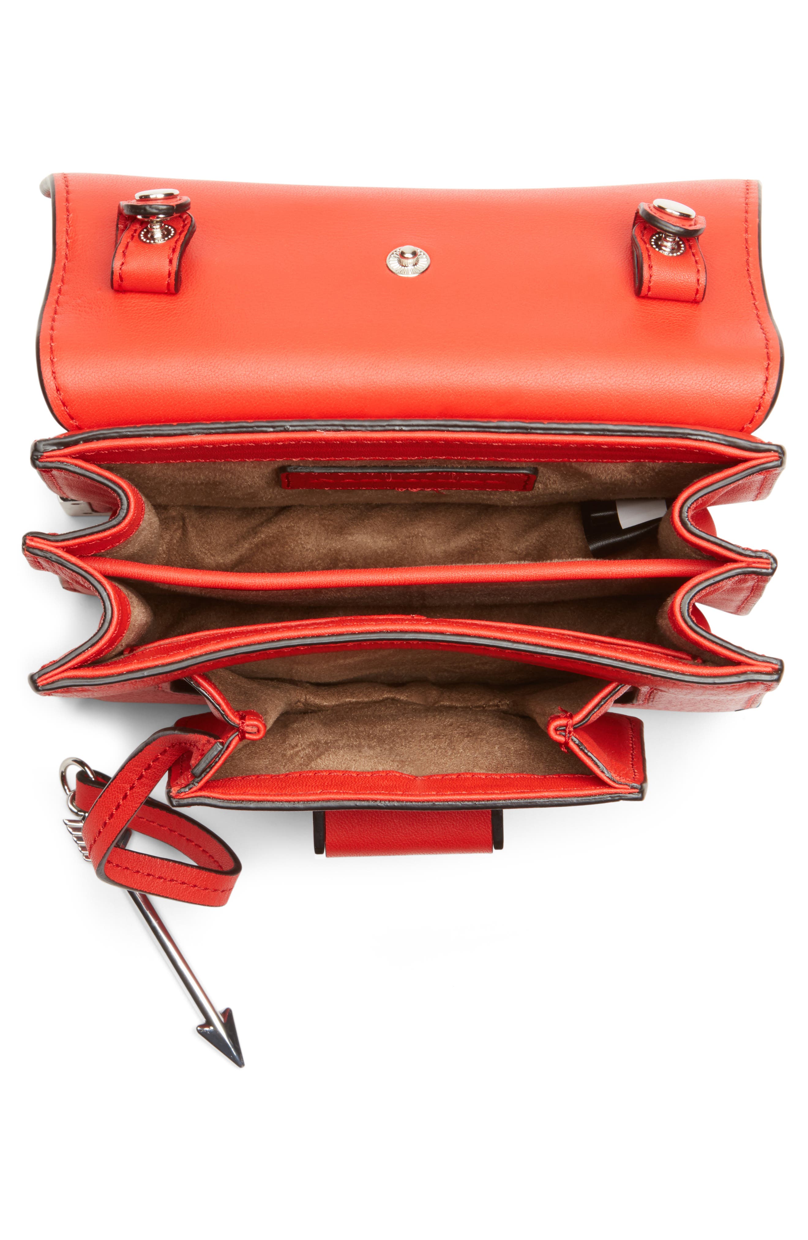 Mini Rubie Leather Shoulder Bag, Alternate, color, FLAME