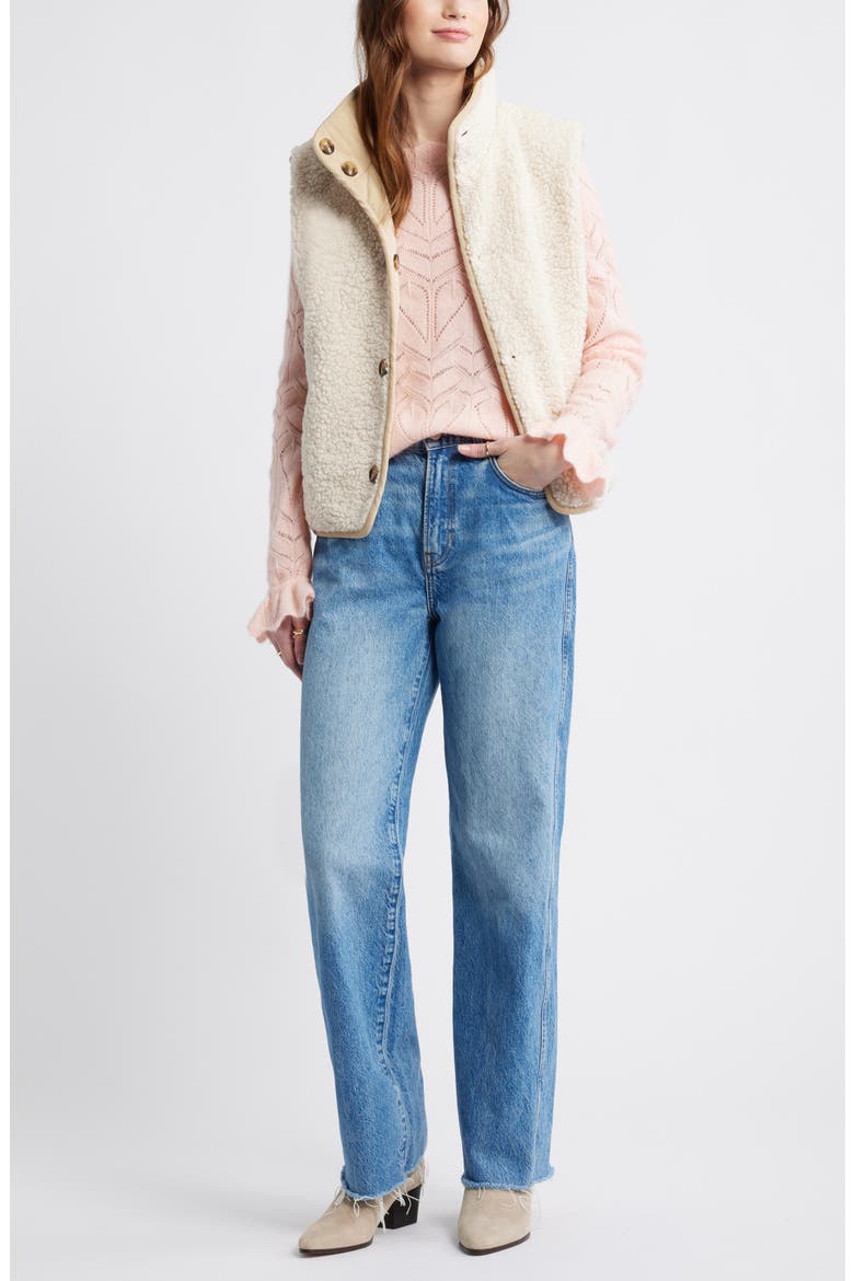 Pointelle Scallop Neck Sweater, Alternate, color, PINK LOTUS