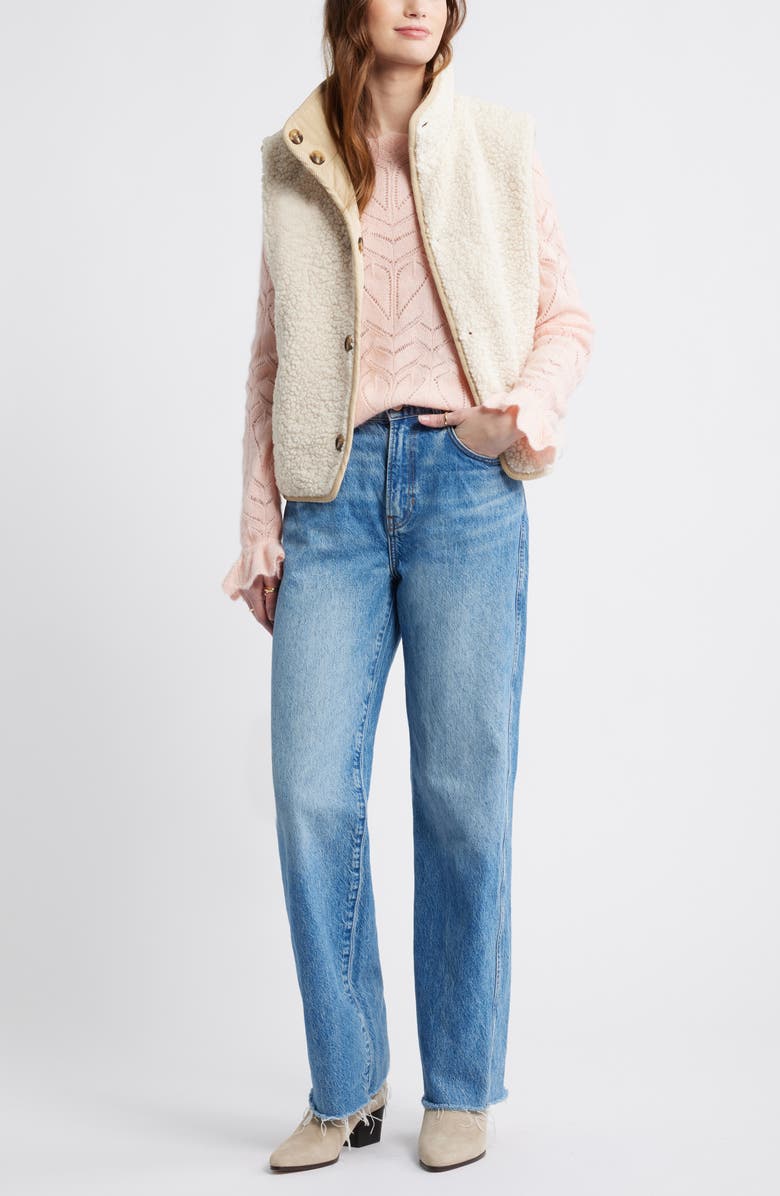 Treasure & Bond Pointelle Scallop Neck Sweater, Alternate, color, Pink Lotus