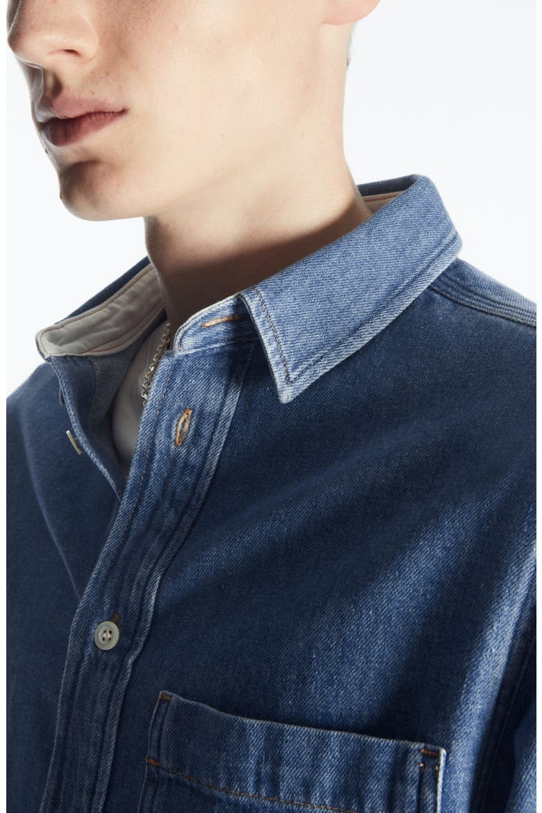 Organic Cotton Blend Denim Button-Up Shirt, Alternate, color, BLUE MEDIUM DUSTY