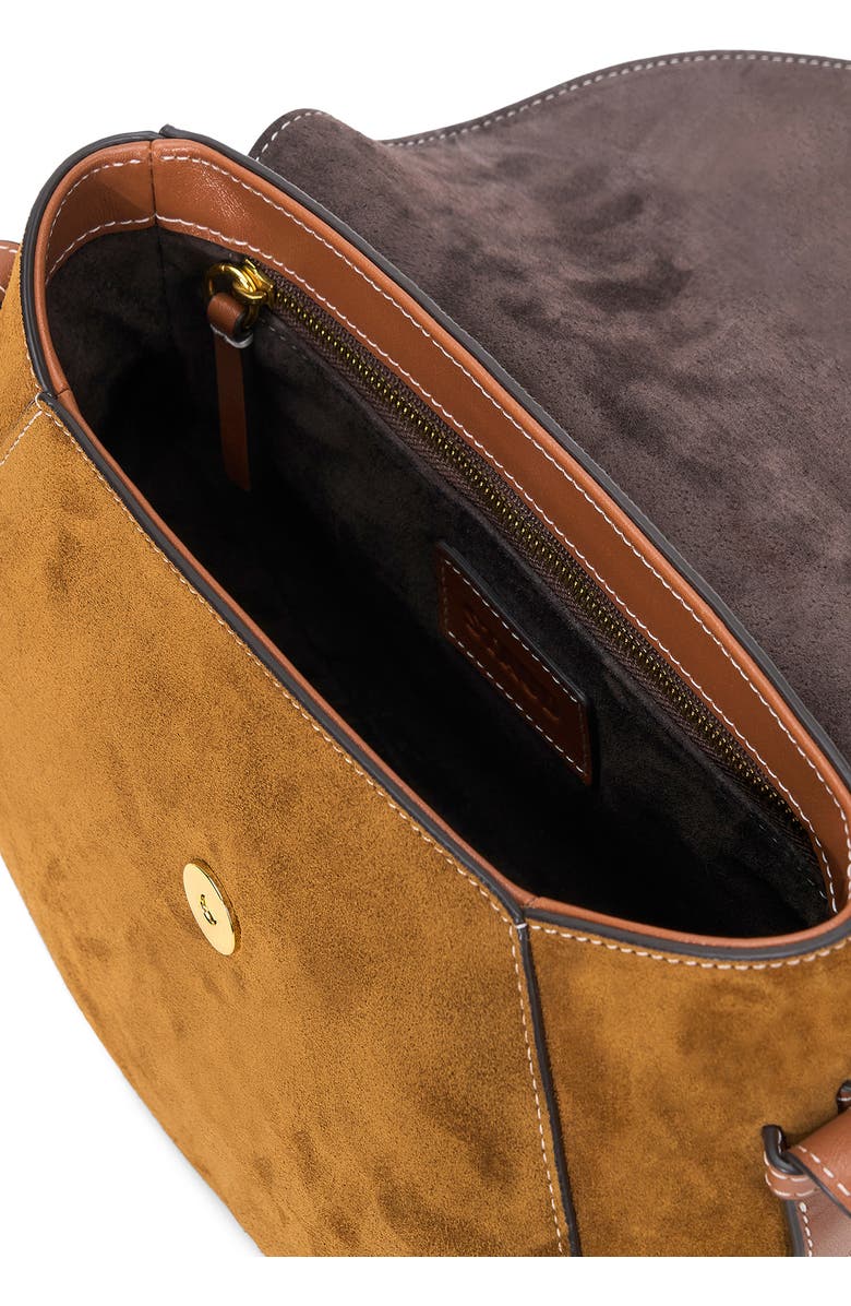 STAUD Bella Suede Saddle Crossbody Bag, Alternate, color, Tan
