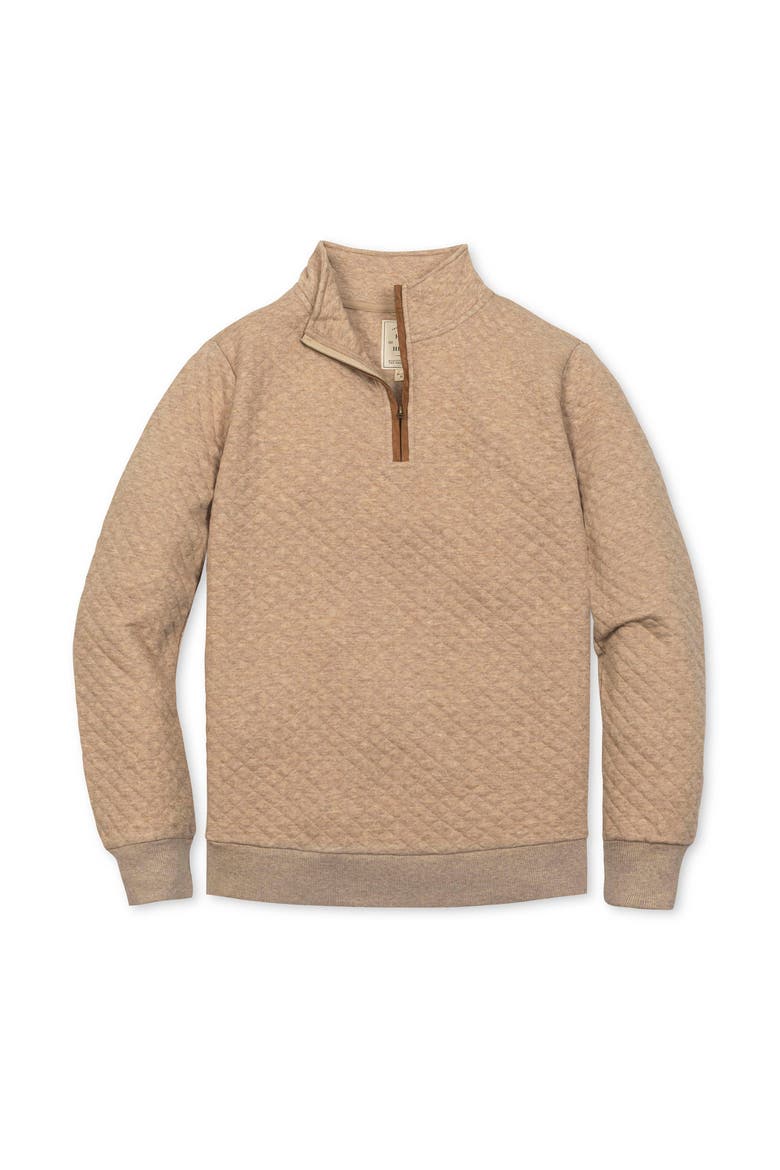 Quilted Half Zip Pullover, Alternate, color, Camel Heather Quilted