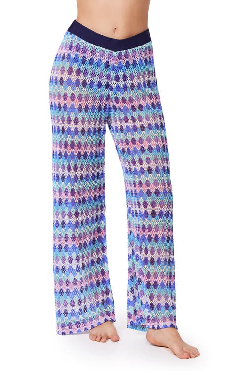 Gottex Retro Riviera Netted Crochet Beach Pant Cover-up In Blue