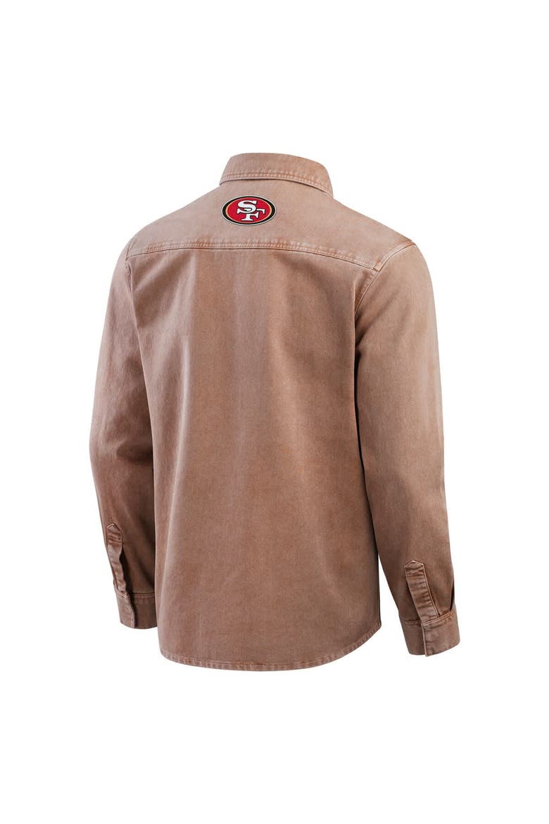 Men's Darius Rucker Collection by Fanatics Brown San Francisco 49ers Garment Dyed Long Sleeve Full Snap Shirt, Alternate, color, Brown