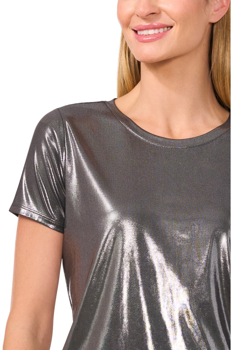 Metallic Shine T-Shirt, Alternate, color, GUNMETAL