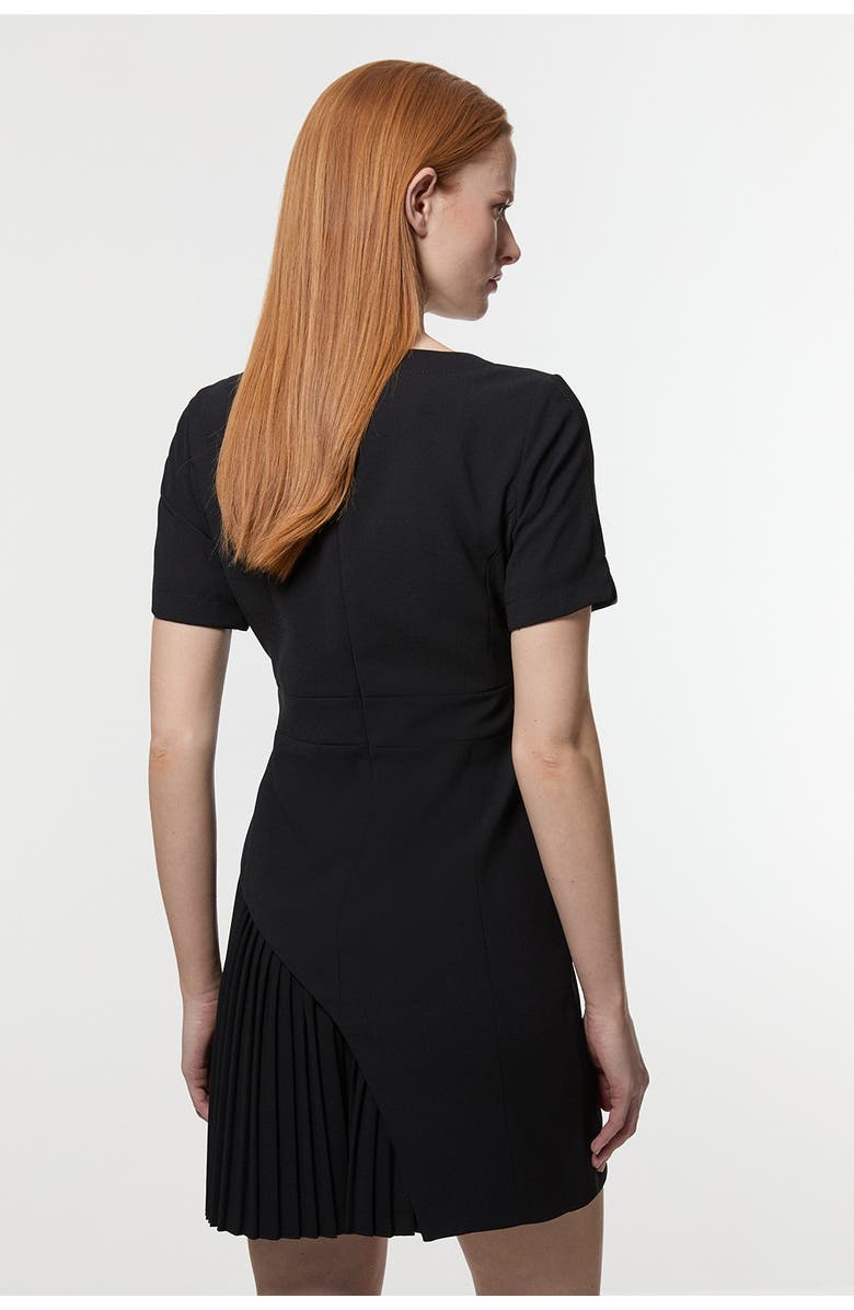 Karen Millen Military Pleat Mini Dress, Alternate, color, Black