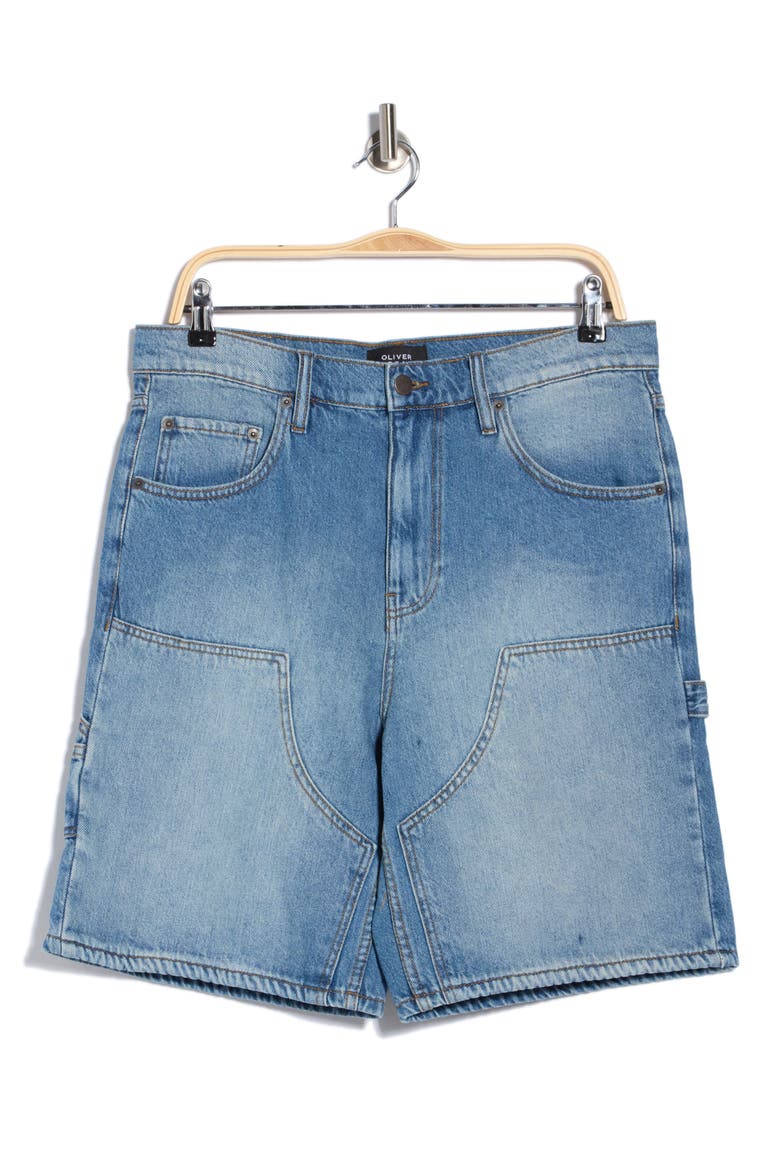 Loose Denim Carpenter Shorts, Alternate, color, MEDIUM TINT