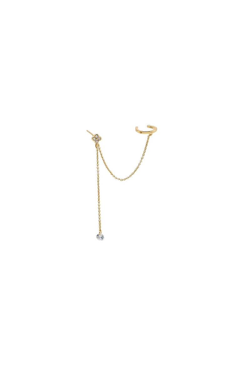 Floating Chain Stud X Ear Cuff, Main, color, Gold