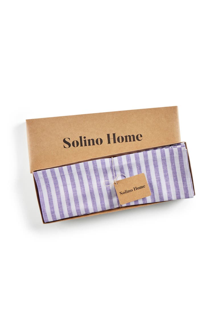 Linen Placemats Set of 4, 14 x 19" - Amalfi Stripe, Alternate, color, Violet and White