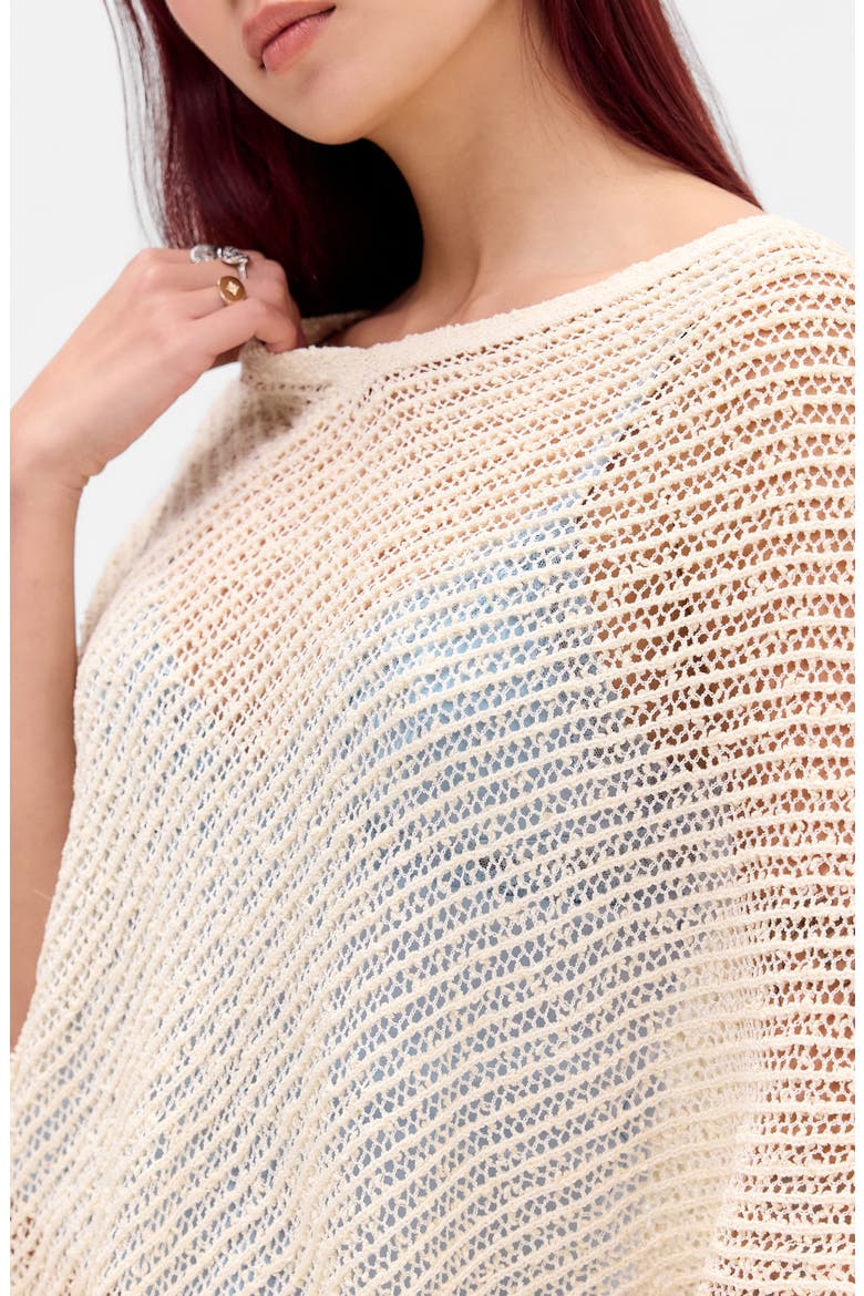 BDG Stitchy Poncho, Alternate, color, ECRU