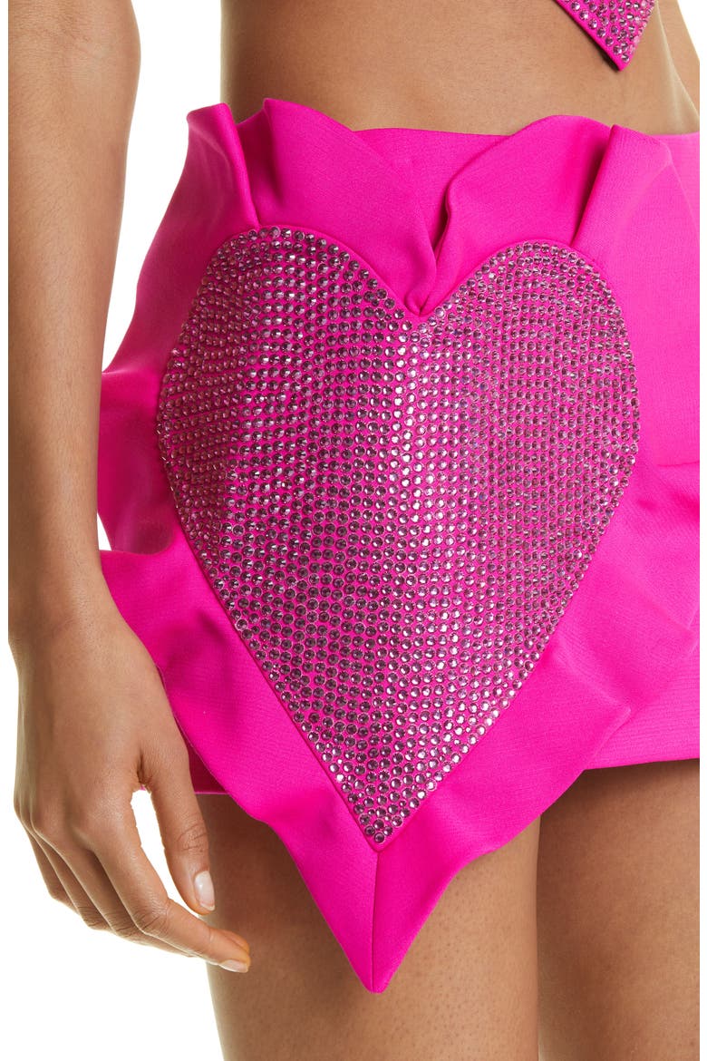 Crystal Heart Ruffle Wool Stretch Crepe Miniskirt, Alternate, color, FUCHSIA