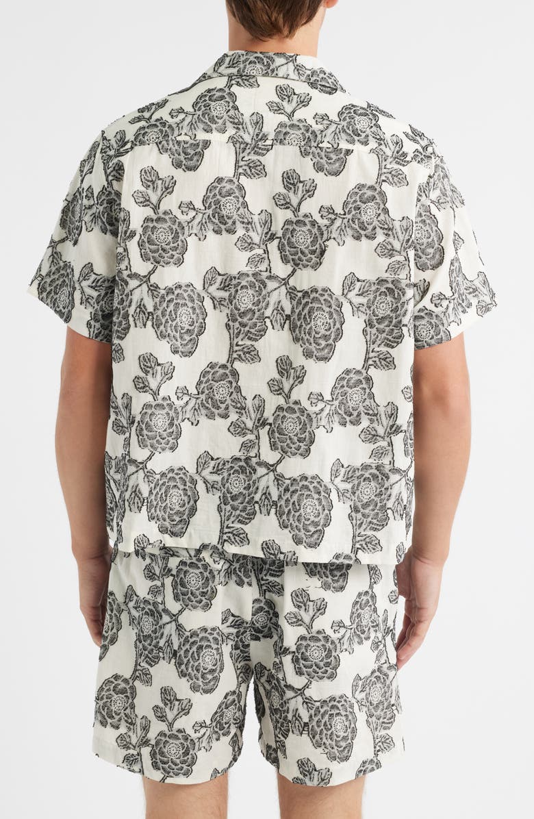 RIZORT Nathan Floral Cotton & Viscose Blend Camp Shirt, Alternate, color, Black