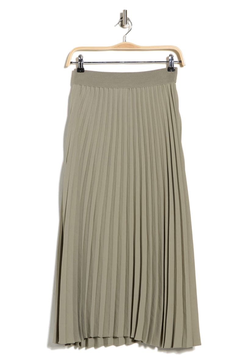 Pleated Midi Skirt, Alternate, color, GREEN VETIVER