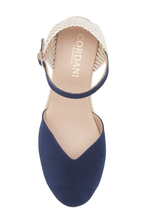 Cordani Elliana Ankle Strap Platform Wedge Espadrille In Navy Suede