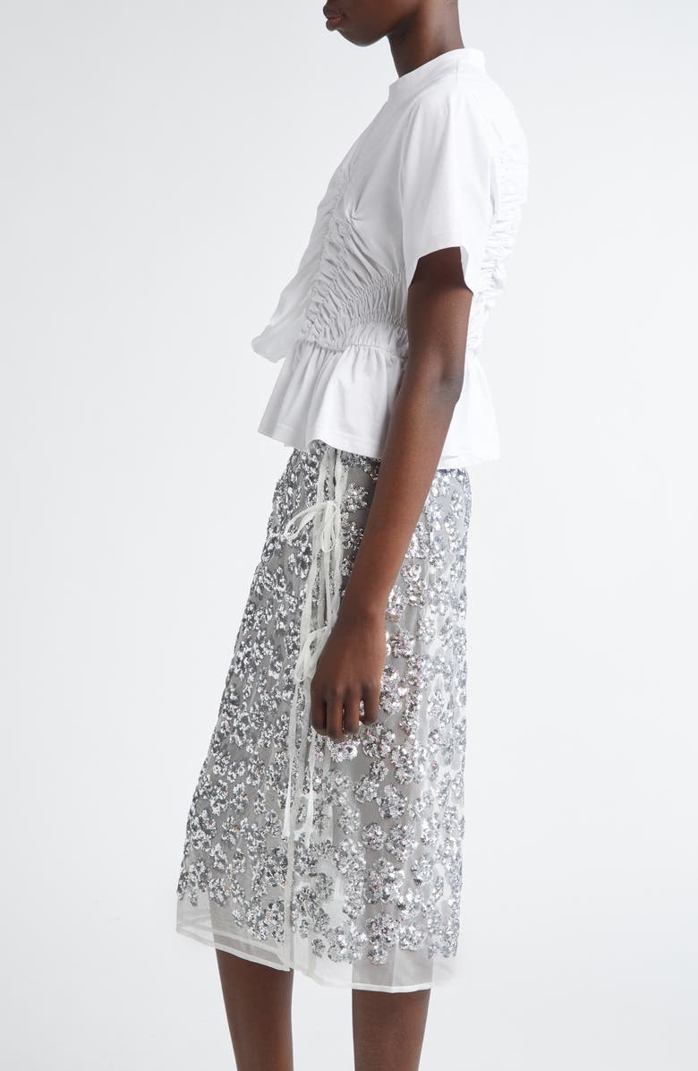 Cecilie Bahnsen Ace Smocked Jersey Peplum Top, Alternate, color,