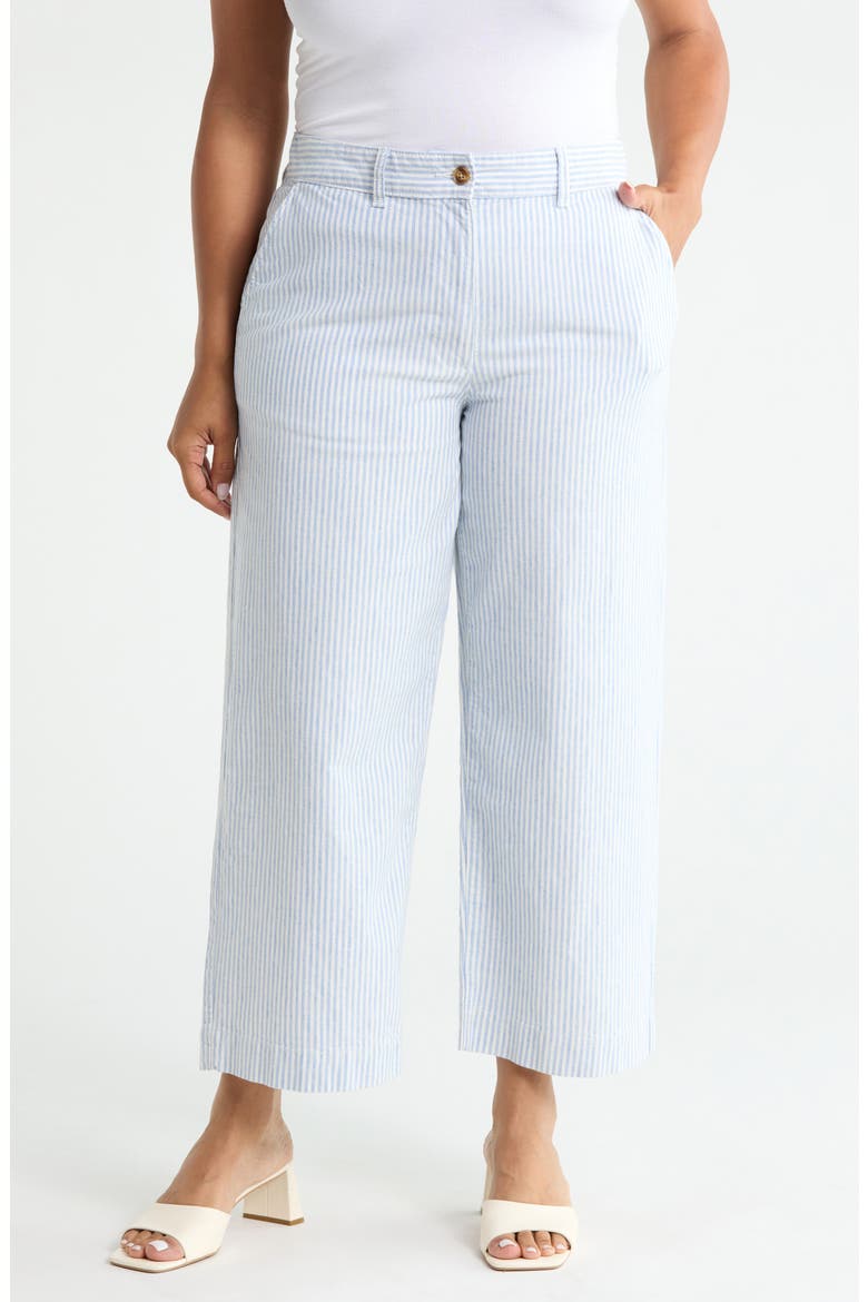 Easy Straight Leg Crop Pants, Main, color, IVORY- BLUE JANE STRIPE