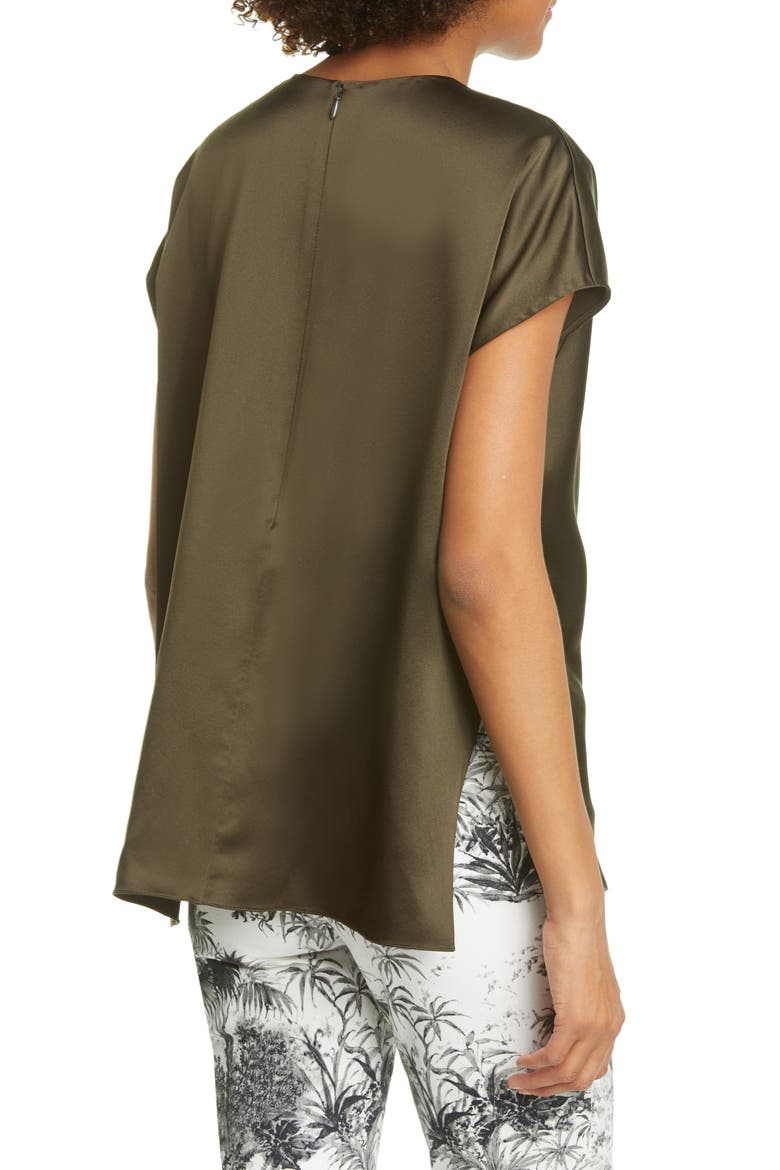 Cowl Neck Silk Charmeuse Blouse, Alternate, color, MILITARY GREEN