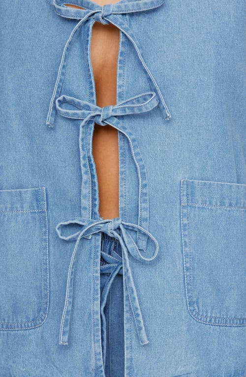 Nasty Gal Tie Closure Chambray Vest In Authentic Midwash