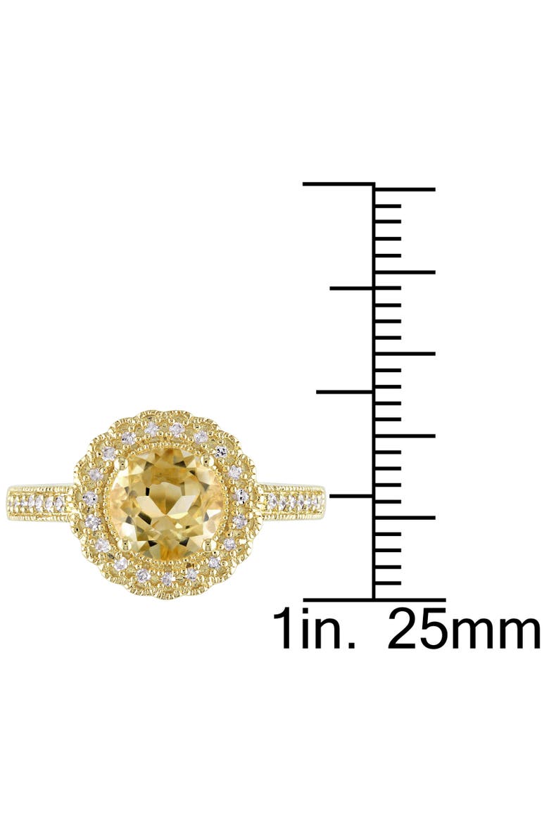 Gemstone & Diamond Halo Ring Yellow-Plated, Alternate, color, Citrine