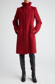 Akris punto Stand Collar Wool Blend Fleece Coat