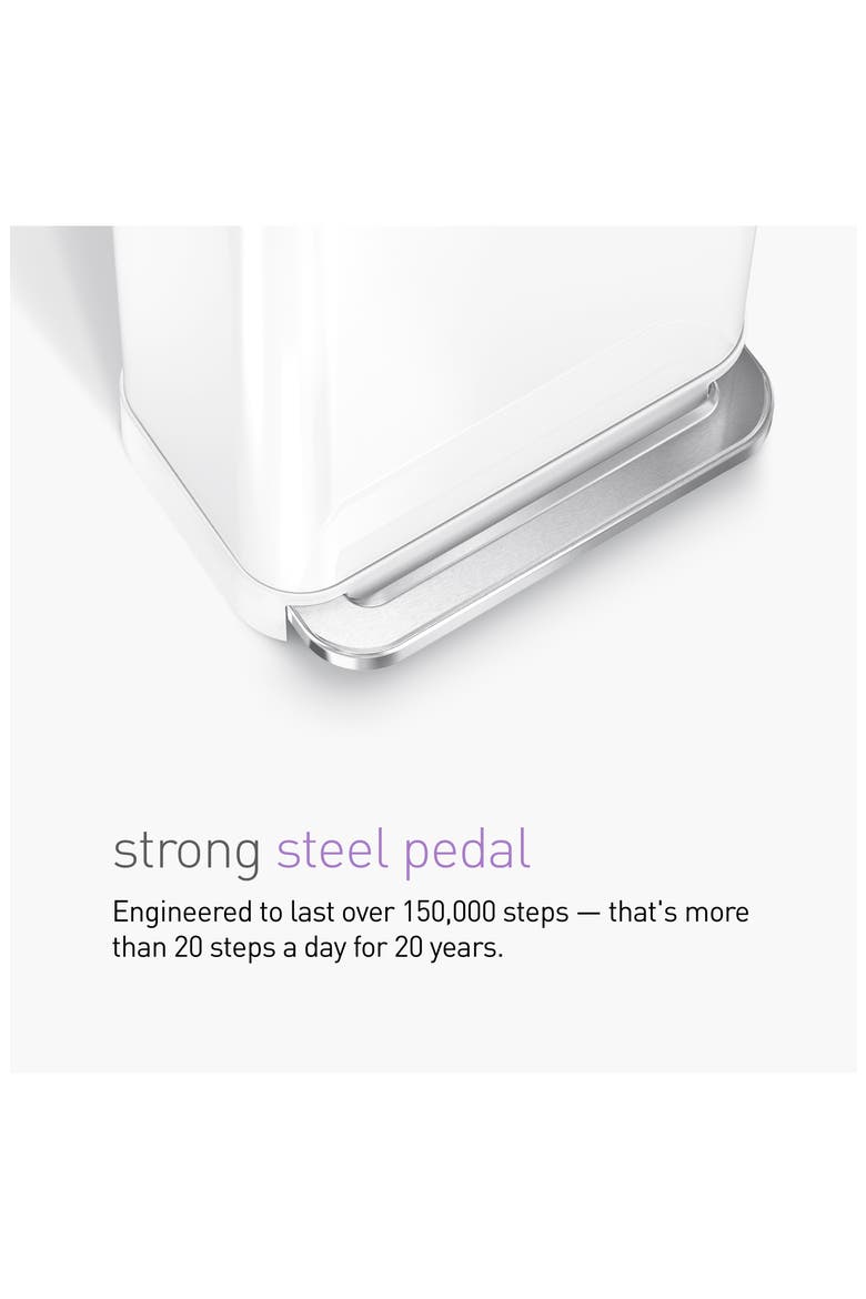 55L rectangular step can with liner pocket, Alternate, color, WHITE