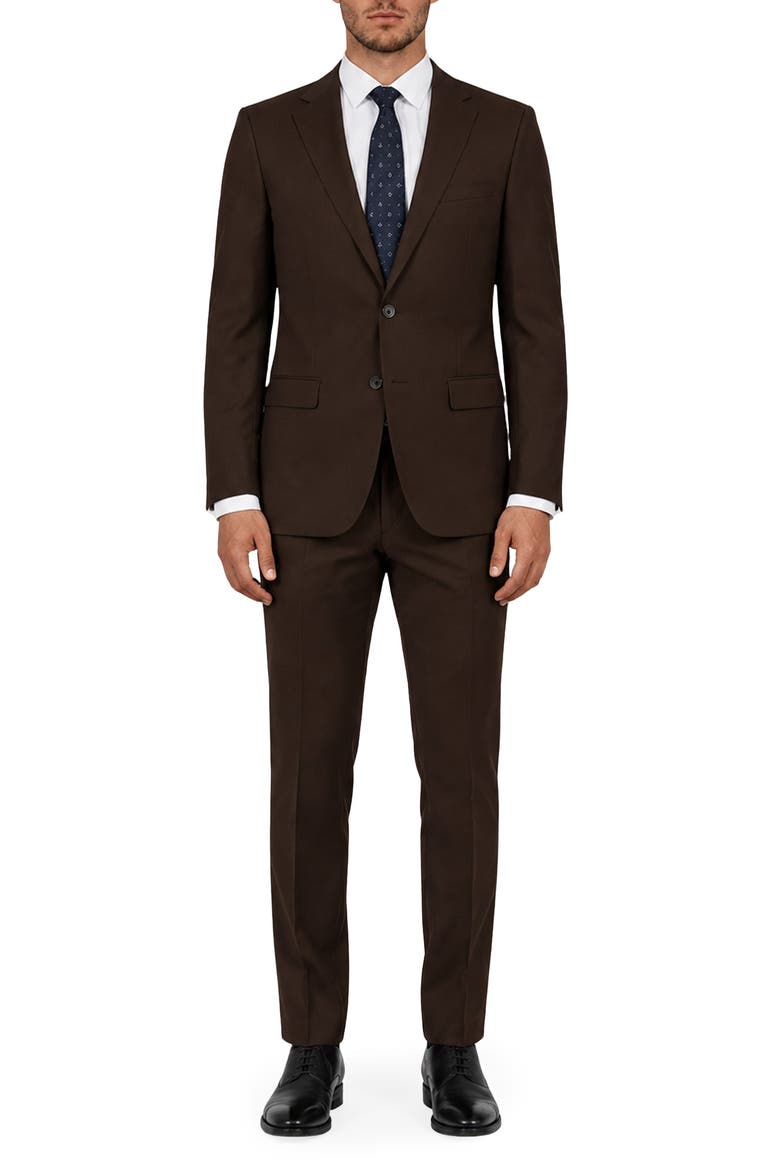 Matteo Slim Fit Wool Suit, Main, color, BROWN