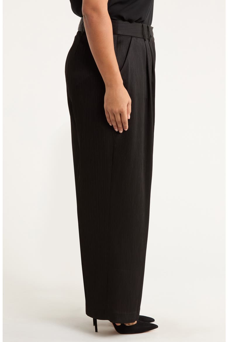 Wide Leg Crinkle Satin Pants, Alternate, color, BLACK