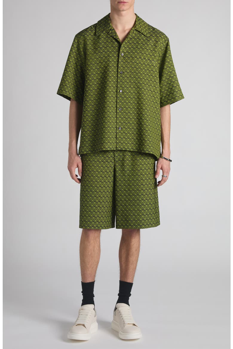 Skull Jacquard Pajama Shorts, Alternate, color, ABSYNTHE