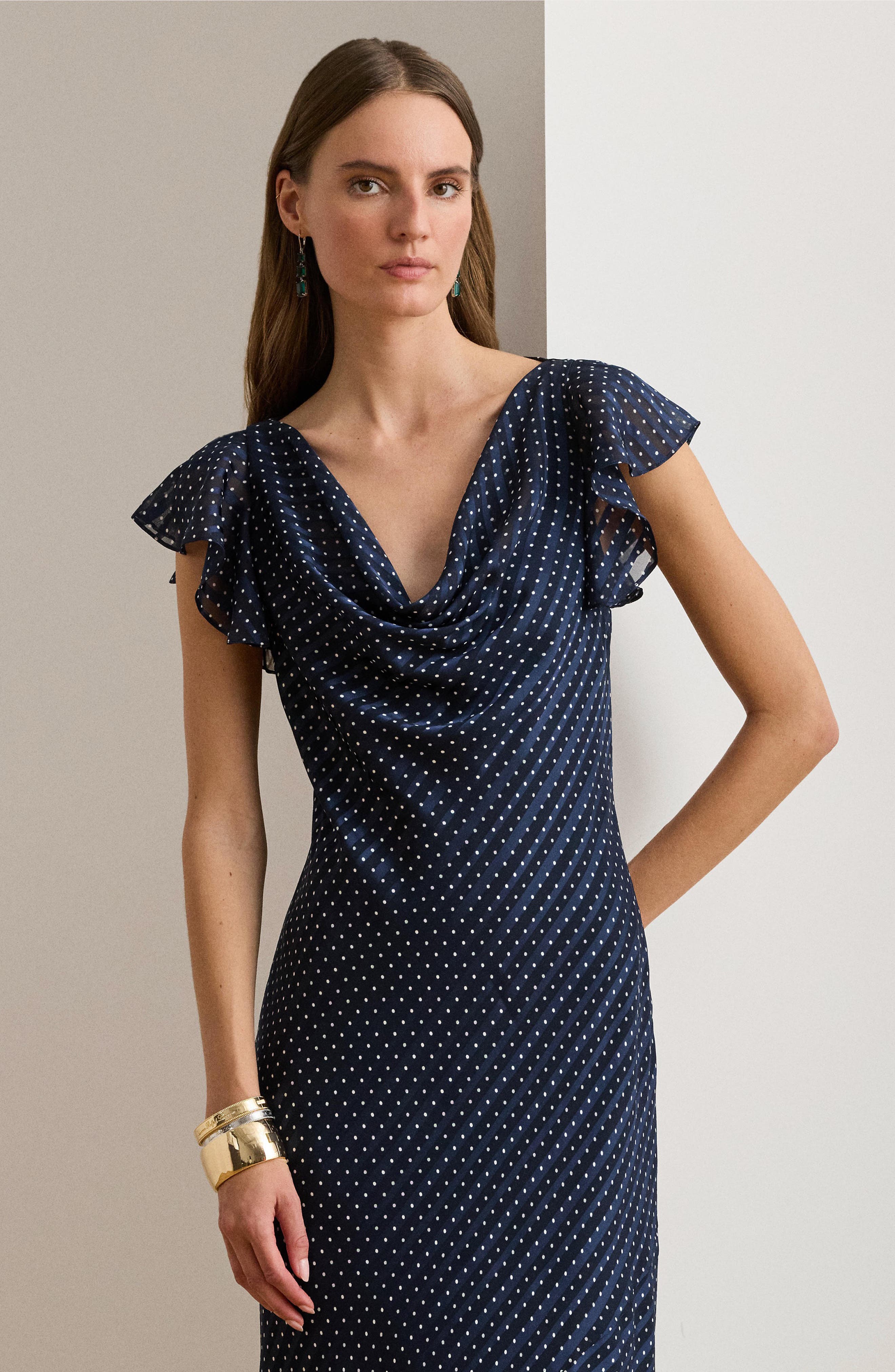 ralph lauren cowl neck jersey dress Lauren Lusita Burnout Gown (Women) global-style-Erianne