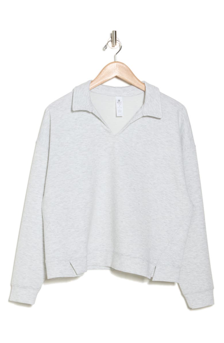 90 DEGREE BY REFLEX Off Court Oversize Scuba Knit Polo Sweatshirt, Alternate, color, Heather Light Grey