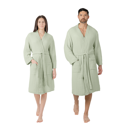 Comfy Cubs Adult Muslin Bathrobe in Sage  product
