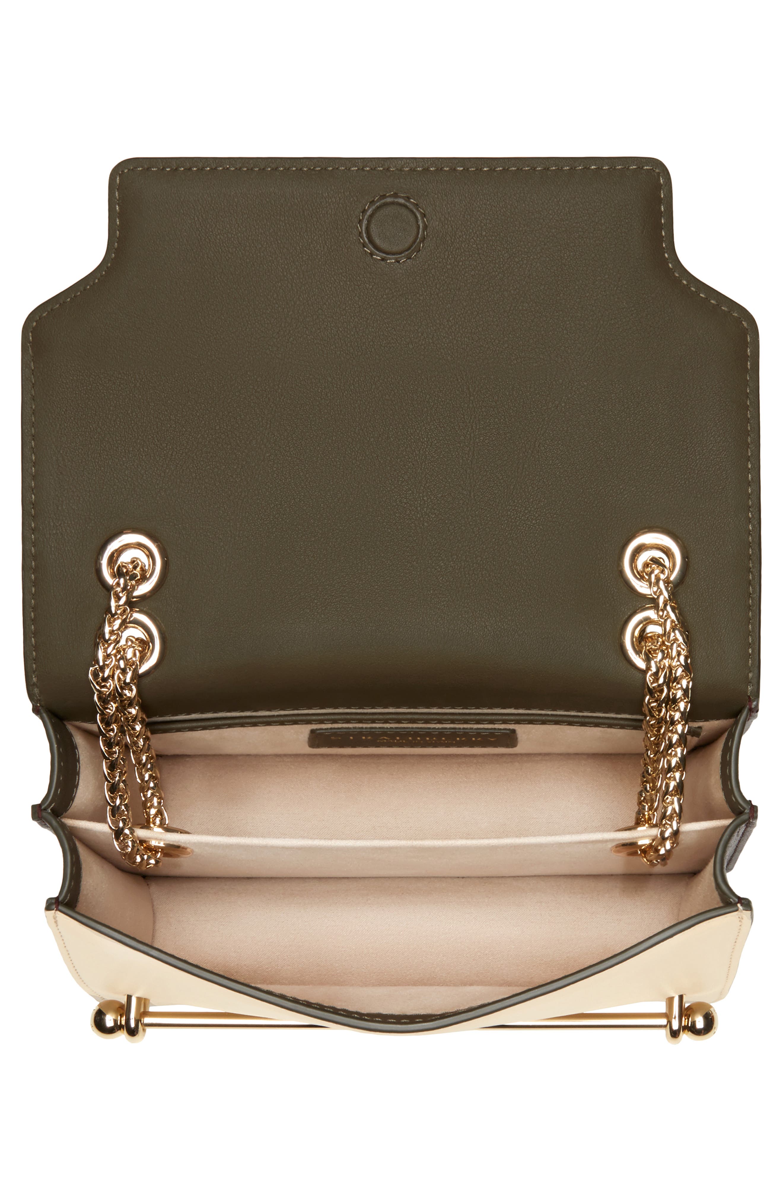 Mini East/West Tricolor Leather Crossbody Bag, Alternate, color, FOREST/ SAND/ BURGUNDY