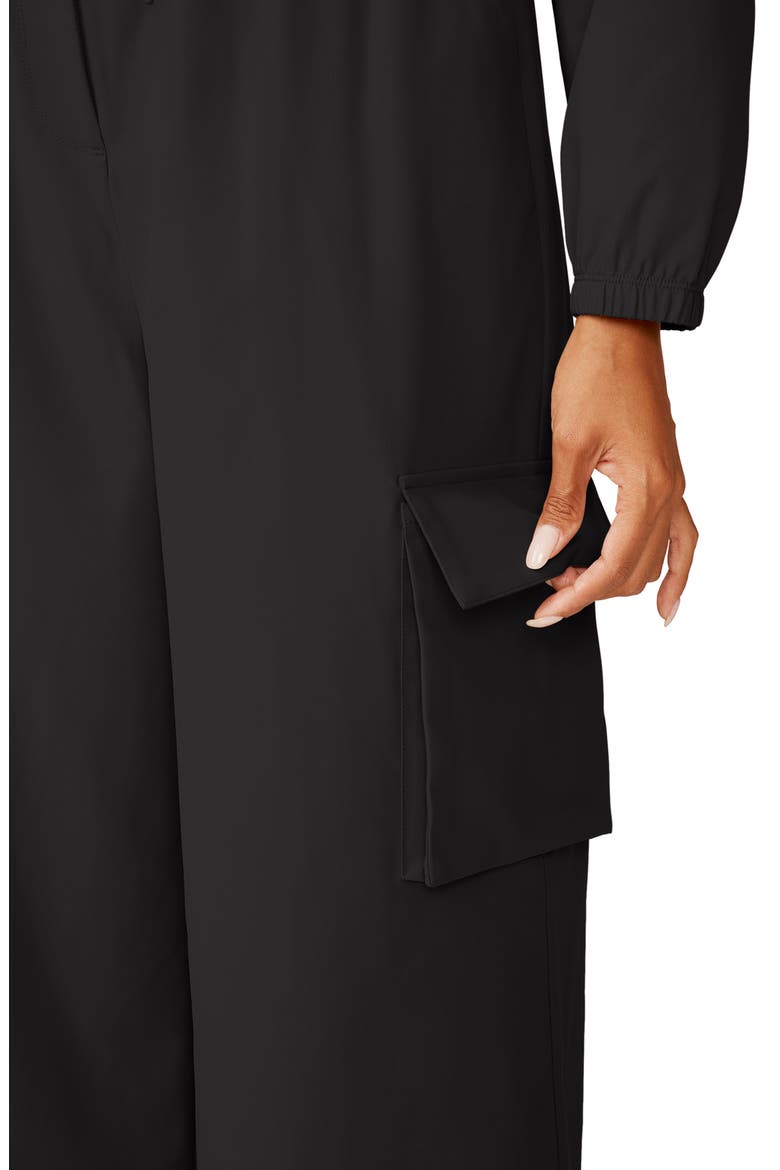 Long Sleeve Cargo Jumpsuit, Alternate, color, BLACK