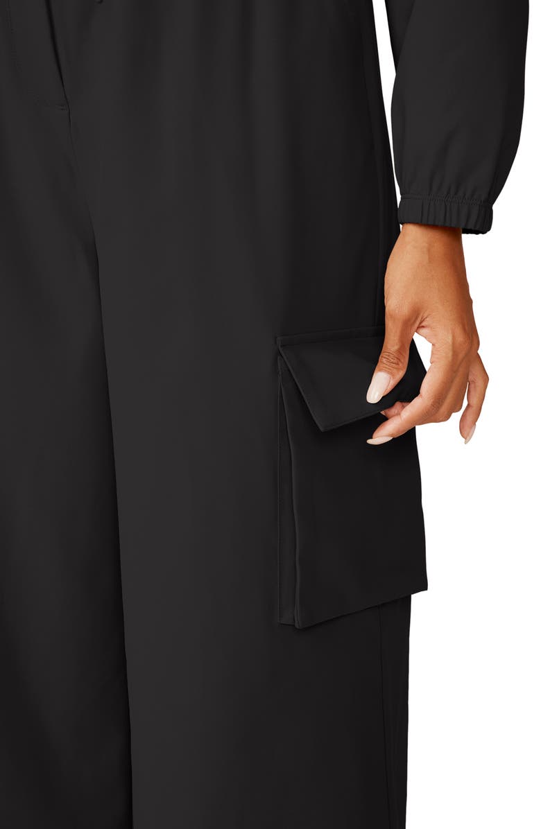 Beyond Yoga Long Sleeve Cargo Jumpsuit, Alternate, color, Black