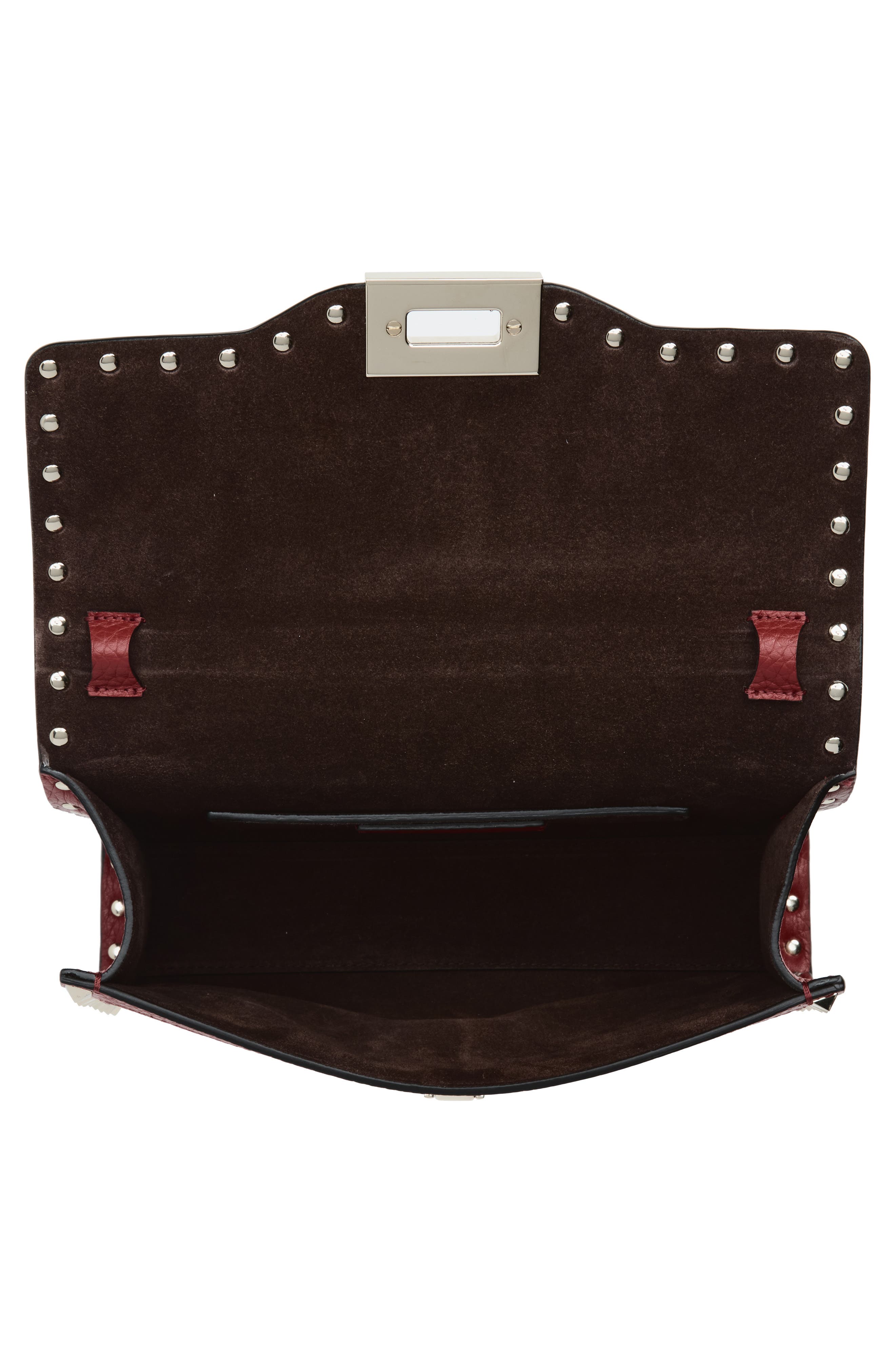 Valentino Garavani Small Rockstud Genuine Calf Hair & Leather Shoulder Bag, Alternate, color, Red