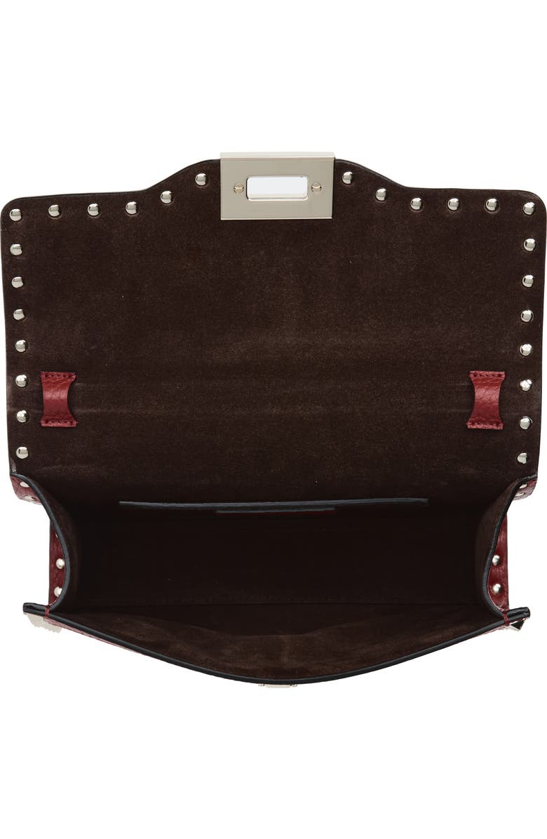 Valentino Garavani Small Rockstud Genuine Calf Hair & Leather Shoulder Bag, Alternate, color, Red