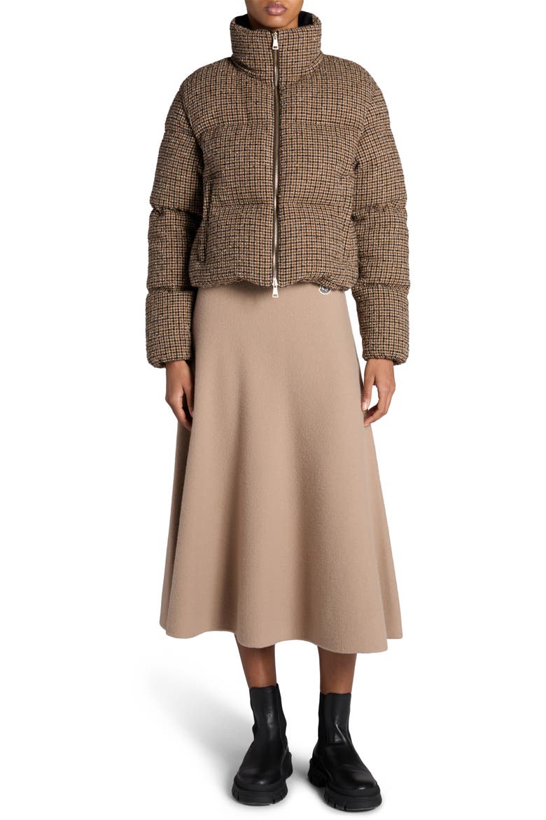 Seboune Houndstooth Down Jacket, Alternate, color, BEIGE