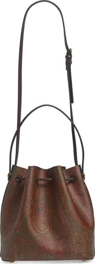 【関税&送料込】Etro Coffa Canvas Bucket Bag ETRO bucket shoulder bag canvas 8.4 inch Blue Geometric
